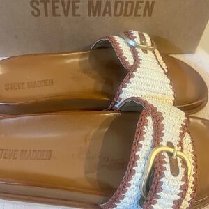 Steve Madden Men's Brown and Cream Sandals